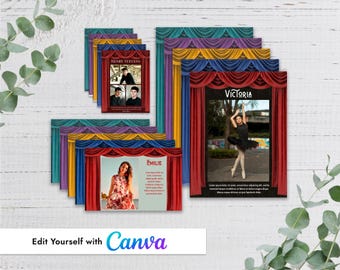 Anuncio personal de telón de escenario Plantilla de Canva Recital de danza Anuario Programa de teatro para estudiantes de último año
