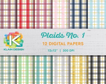 Papel digital con patrón continuo de varios colores con dorado sobre fondo blanco, 12x12 pulgadas.