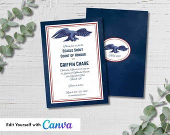 Plantilla de Canva para invitación militar de Blue Eagle