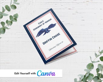 Plantilla de Canva para el programa de eventos del Águila Azul