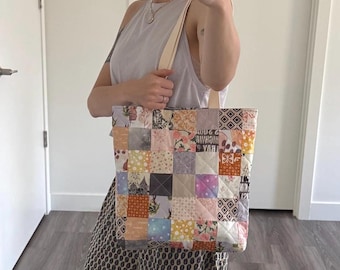 Dreamy Patchwork Quilted Tote Bag: Medium