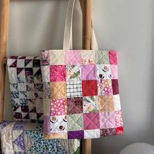 Starwberry Ice Cream Patchwork Bag - Pink Medium Quilted Tote