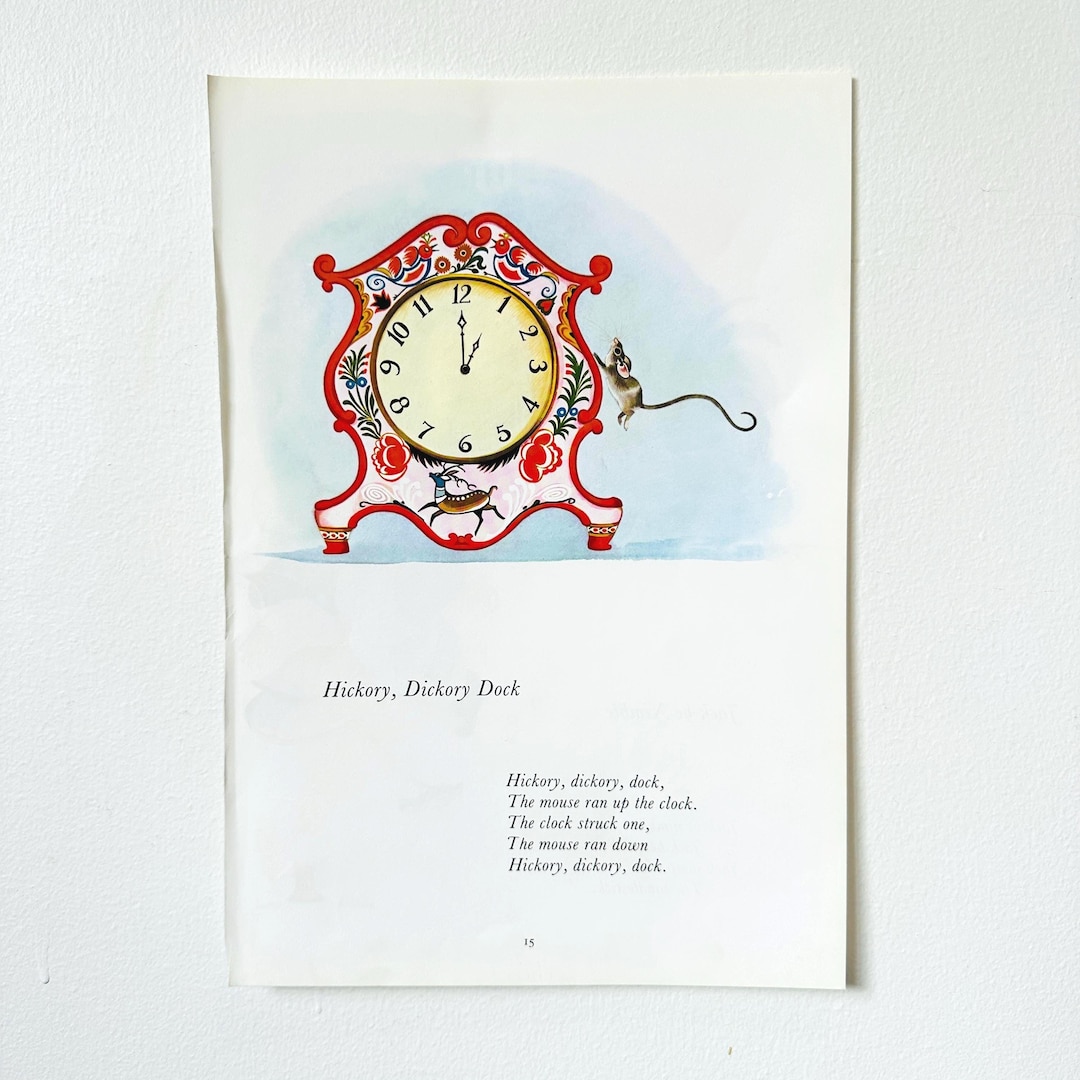 Vintage Nursery Rhyme Illustration | Hickory Hickory Dock | Anne ...