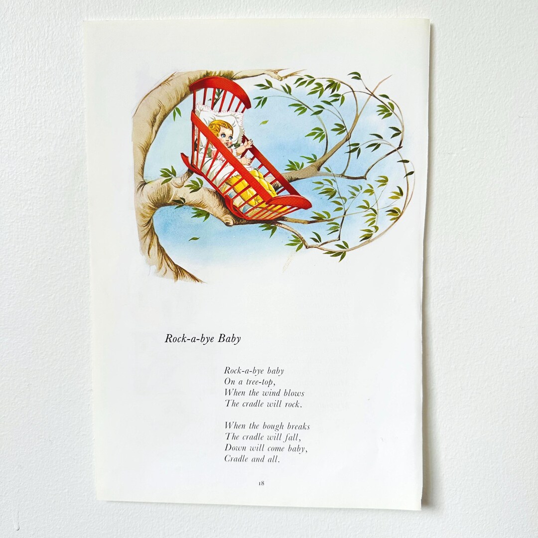 Vintage Nursery Rhyme Illustration | Rock-a-bye Baby | Anne Grahame ...