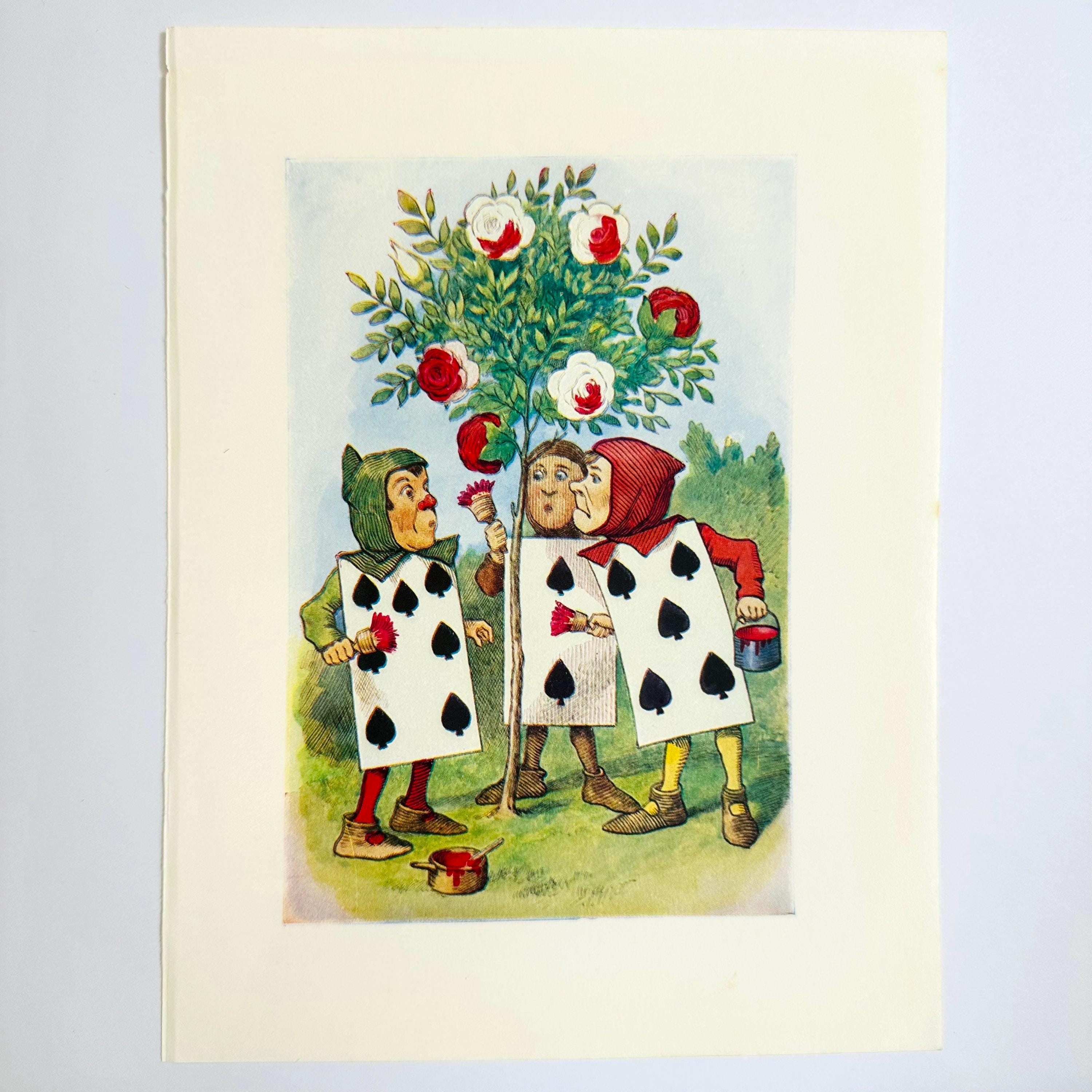 Vintage Alice in Wonderland the Playing Cards Painting Rose Bush