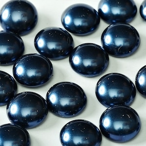 Gyan Blue Glass Pearl Flat Back Dome Cabochon 14 mm 4pcs/pack