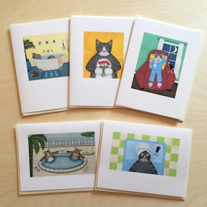 Cartes de chat mignonnes / Cartes de vœux pour chats / Joyeux anniversaire / Merci / Meilleur ami / Cartes d’art de chat vierges / Helga Sermat