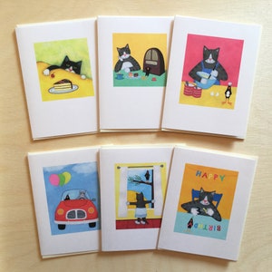 Cartes de chat mignonnes / Cartes de vœux pour chats / Joyeux anniversaire / Merci / Meilleur ami / Cartes d’art de chat vierges / Helga Sermat