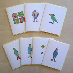 Cartes d’art Cute Bird / Oiseaux illustrés / Oiseaux de dessin au trait / Helga Sermat / cartes d’amitié / Cartes Joyeux anniversaire