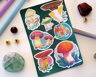 Mushroom sticker sheet, Witchy Cottagecore forest stickers, For paper journals, Calendars, Diary, Scrap booking,