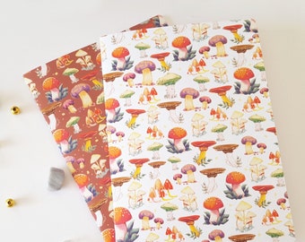 Mushroom Forest A5 notebook, blank pages, witchy journal, cottagecore sketchbook, lined or blank pages, paper back notebook