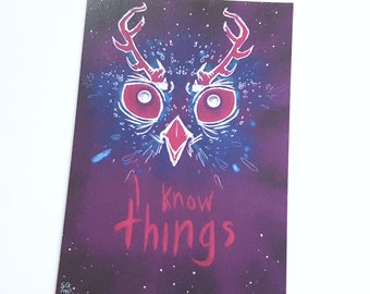 I Know Things - Space Owl Fine Art Illustration Print