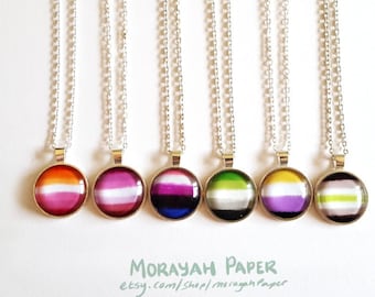 LGBTQ+ Flag Necklace, Lesbian Pride Necklace, New Lesbian Flag, Genderfluid, Aromantic Necklace, Aro, Agender, Non-Binary, Non-Binary Pride