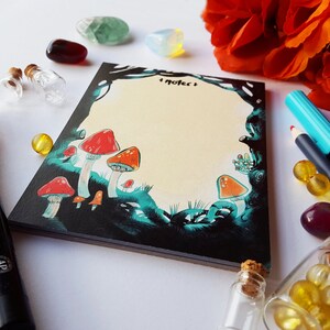 Mysterious Mushroom Forest Notepad, Cottagecore Notepad, A6 notepad writing paper. image 7