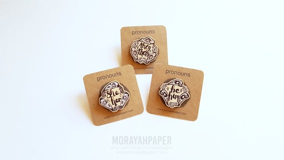 Pronouns Pin Pronouns Badge She/her Pin He/him Pin | Etsy