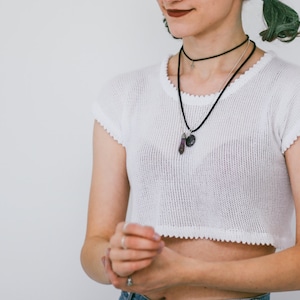 HANDMADE Knitted Crop Top with Crochet Detail -  16 Color Options, Unique Design with Soft & Lightweight Fabric for Summer Wear. 100% Cotton