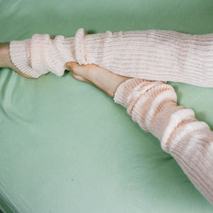 Knitted THIGH-HIGH Leg Warmers: Ribbed, Handmade, Dance, Yoga, Cycling, Ballet, Relaxing, Slouchy, Soft, 18 Colour Options, Sustainable image 3