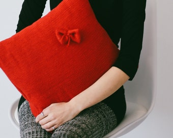 Handmade Knitted Bow PILLOW CASES - Minimalist, Unique, Home Decor, Colour Options, Cheap, Free Customization, Personalised, Durable, Light