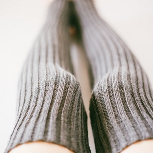 Knitted THIGH-HIGH Leg Warmers: Ribbed, Handmade, Dance, Yoga, Cycling, Ballet, Relaxing, Slouchy, Soft, 18 Colour Options, Sustainable