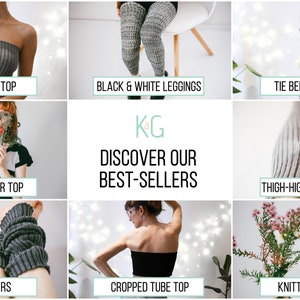 A collage showing various best-sellers items by the Etsy brand Knit & Green.