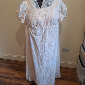 White and Peach Regency Inspired Dress