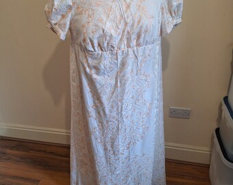 White and Peach Regency Inspired Dress
