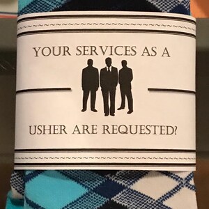 Your services as a usher are request? Wedding party sock label (PDF label only)