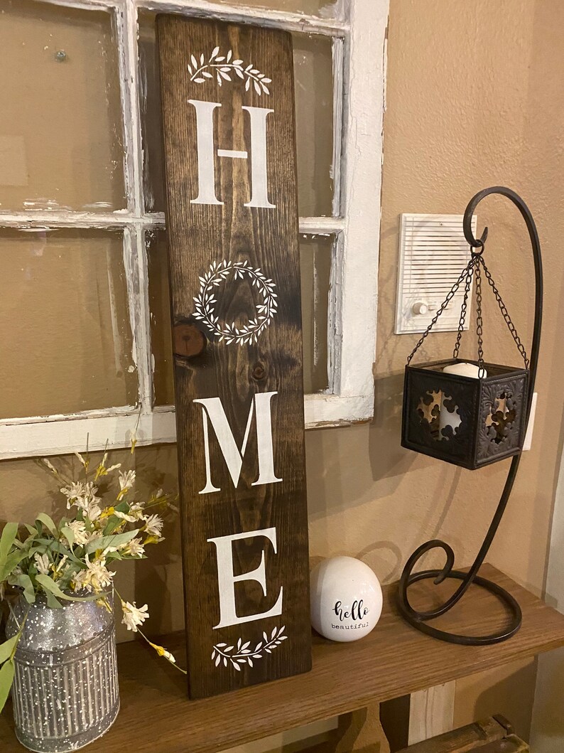 Home sign, Home Sign Vertical, vertical wood sign, living room sign, signs for home, Rustic Home Decor, Front Porch Signs image 1