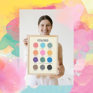 Educational Colors Poster, Printable Wall Art, Rainbow Classroom Decor ...