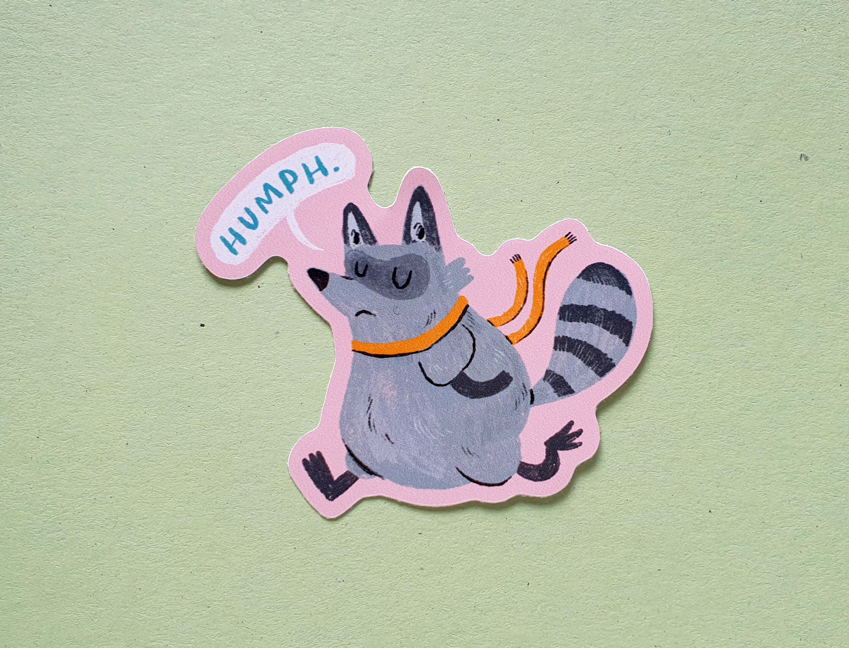 Grumpy Raccoon Sticker, Raccoon, Animal, Humph, Funny Sticker, Animal ...