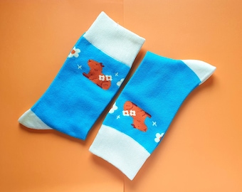 Calcetines de carpincho, talla única, calcetines para adultos, calcetines para mujer, calcetines para hombre, calcetines bonitos, calcetines florales, calzado