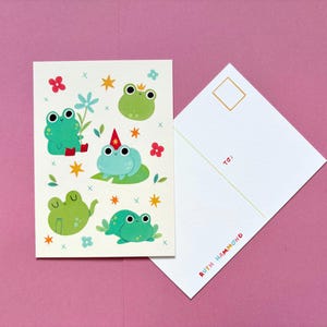 Carte postale A6 Froggo Friends, papeterie d'halloween, carte postale de grenouille, papeterie confortable, écriture de lettres, papeterie de lettre, jolie carte postale