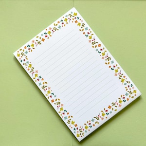 Bloc de notas floral A5, papelería pastel A6, papel carta bloc de notas, bloc de papelería A6, bloc kawaii, papel carta, 50 hojas