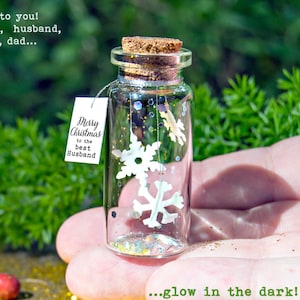Merry Christmas to the best...  Happy Christmas. Glow in the dark! Tiny message in a bottle. Personalised Gift. Special Christmas card