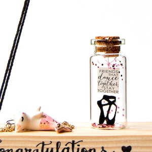 ballet gift for friends, ballet gift, ballet dance personalized Ballet dance card message in a bottle Dance with heart balled pointe balance