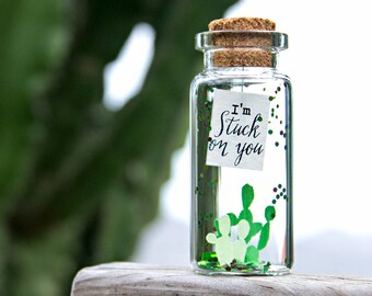 Cactus Gift Stuck on you Personalized gift Succulent Gift Personalised Gift Anniversary Gift for Him Lesbian Gift for girlfriend Miss you