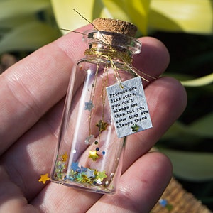 Friends are  like stars. Tiny message in a bottle. Miniatures. Personalised Gift. Funny Card. Special greeting card.