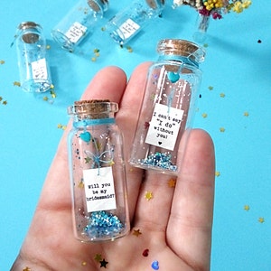 Will you be my bridesmaid? I Can't Say I Do Without You. Maid of Honor, Flower Girl, Bridesman Proposal. Special card. Message in a bottle