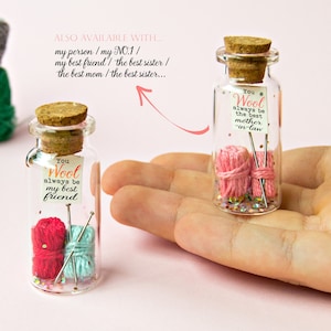 You Wool always be my person/ the best mom. Embroidery knit crochet gift -Message in a bottle-Personalised Gift -needle thimble