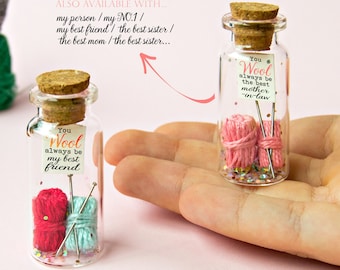 You Wool always be my person/ the best mom. Embroidery knit crochet gift -Message in a bottle-Personalised Gift -needle thimble