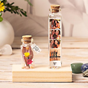 Seras-tu ma demoiselle d'honneur. Proposition de demoiselle d'honneur. Ensemble de deux bouteilles et socle en bois. Cadeau spécial pour les amis. collage de photos