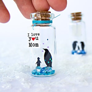 Mothers Day Gift Personalised - Penguien Gift - Happy Mother's Day - I love you Mom Love Penguin. Mother daughter Personalised Gift for Mom