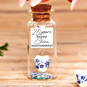 20th China Anniversary Gift – Miniature with Porcelain Heart, Photo Gift, Custom Portrait, Personalized 20 Year Keepsake Gift for Him or Her