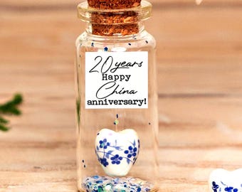 20-jarig jubileumcadeau voor China – miniatuur met porseleinen hart, fotocadeau, aangepast portret, gepersonaliseerd aandenken voor hem of haar aan het 20-jarig jubileum
