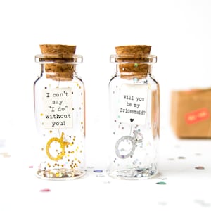 Will you be my bridesmaid? I Can't Say I Do Without You. Quieres ser mi dama de honor? Mensaje en una botella. Boda. Regalos boda. Miniatura