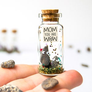 Mothers Day Personalized Gifts for Mother you rock Mom I love Mom Message in a Bottle Jar Birthday Mother Mothers Day Gift from Daughter Son