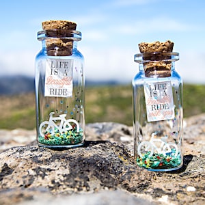 Life is a beautiful ride.  Life is a beautiful ride with you. Tiny message in a bottle. Personalised Gift. Valentine's gift. Bike. Bicycle