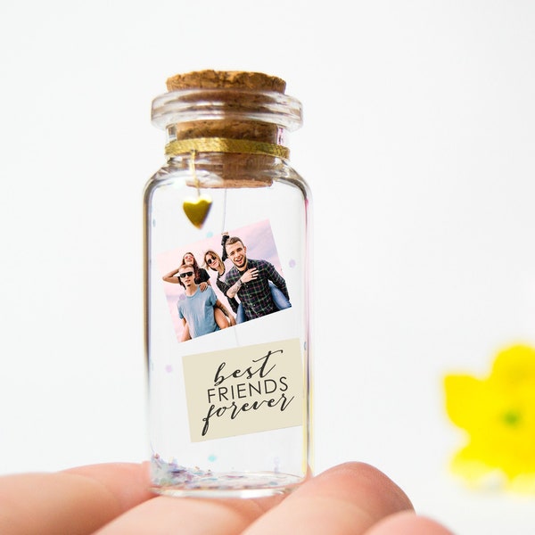 Best Friend Photo Gift. Personalised Message in a Bottle. Anniversary Gift. Personalised Gift For Her. Photo Booth Style. Gift for Boyfriend