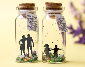 Long distance gift Side by side Gift for Sister miles apart Gift for Her personalised gift for Woman Message in a bottle Sister Miss you Sis