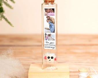 Cadeau voor een tweede katoenen jubileum, Cloud Nine, grappige katoenen wolkenfles voor een tweede jubileum, gepersonaliseerd aandenken aan een bruiloft van twee jaar